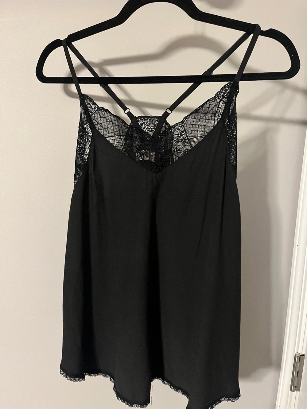 Black Lace Trim Cami Top